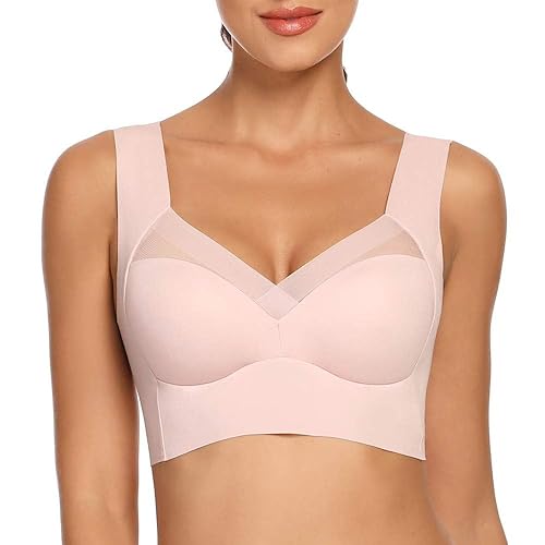 Seamless Wirefree Bras for Women Comfy Mesh Soft Padded Back