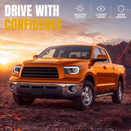 DWVO Projector Headlights Compatible with 2007-2013 Tundra LED DRL Black by DWVO - Used condition - Image 7