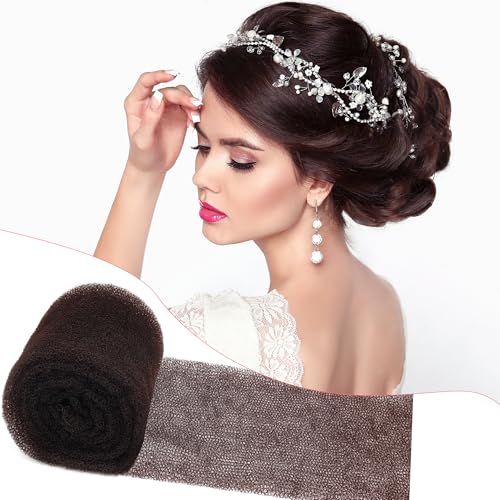 Coldairsoap Hair Sponge for Updo, Hair Mesh for Updos with 50P U Shape Pin, Bobby Pins & Comb Hair Bumps for Volume Insert, HAIR Padding Non-Irritating, All-Day Hold Bun Maker (Brown)
