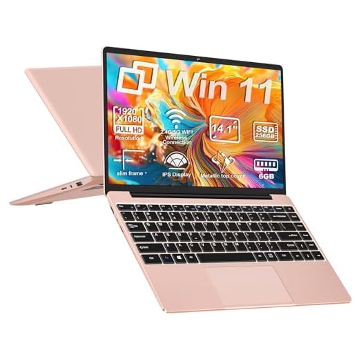 AOCWEI Laptop Celeron N4020 Up to 2.8Ghz, Laptops 14 Inch Win 11 Con 5G WiFi 6+256GB SSD Erweiterung 1TB, BT 4.2 1920 * 1080 FHD Mini Multimedia Anschluss, Notebook with Deutscher Keyboardfilm-Gold