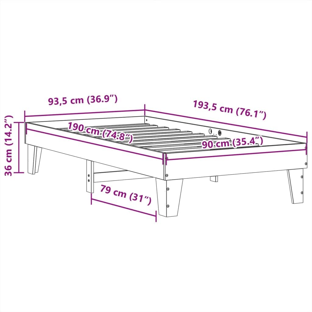 Legno Massello di Pino Rustico Giroletto Singolo 90x190 Bianco | Letto senza Materasso Bianco 90x190 cm Legno Massello Pino Girolletto con Base a Doghe Contenitore per Camera da Letto