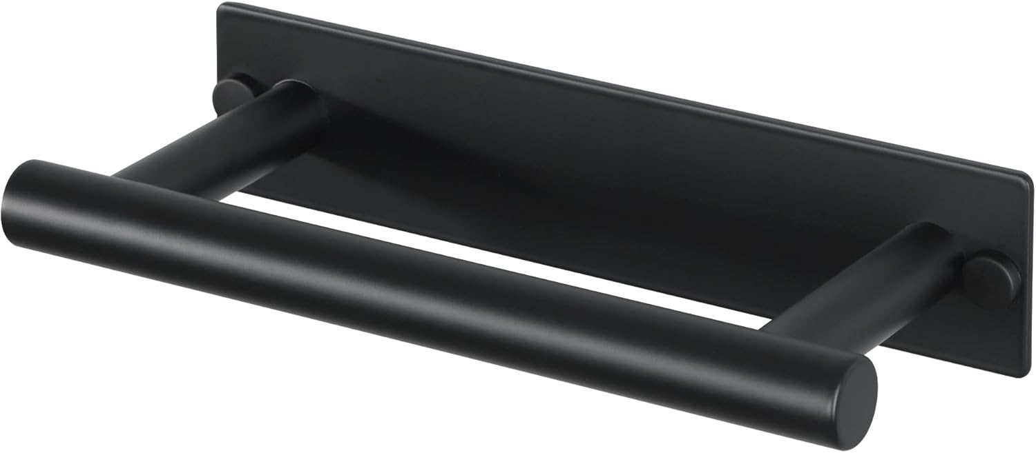 Alise Adhesive Towel Bar Black,Towel Racks for Bathroom Wall Mounted,Bathroom Towel Rack SUS304 Stainless Steel,Towel Holder for Kitchen/Bathroom Hardware Decoration,Sticky or Screw-Mounted,8 Inch