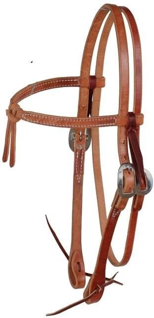 NRS Tack Natural Knotted Browband Headstall with Tie Bit Ends