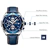 MEGIR Men Business Analogue Quartz Watch with Fashion Blue Leather Strap Chronograph Luminous Auto Calendar for Sport & Work 2074 Blue