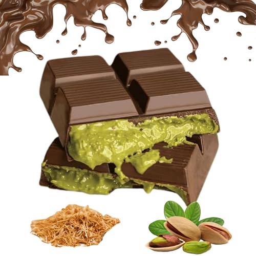 Chocolate Premium de Dubái con Crema de Pistacho – Hecho a Mano, Presentación de Lujo – Auténtica Experiencia del Chocolate de Dubái (Chocolate de Dubái 60g)