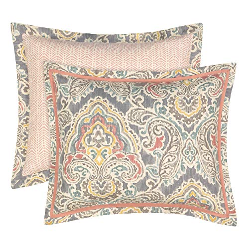 Waverly Artisanal Reversible 4 Piece Comforter Set With Bed Skirt And 2 Pillow Shams, King, Mineral #TOP1