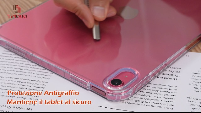 TiMOVO Cover per iPad A16 11 Generazione 11 Pollici 2025, iPad 10 Generazione 2022 10,9 Pollici con Portapenne, Custodia con Trasparente, Funzione di Auto Sveglia/Sonno, Rosa Trasparente