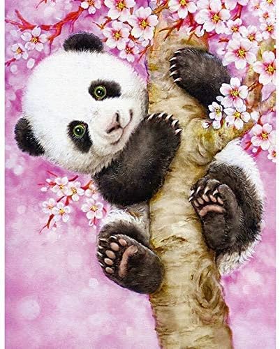 DIY Diamond Painting Kit Panda on The Tree,Painting Diamonds Full Drill 5D DIY Diamond Rhinestone Embroidery Cross Stitch Kits Supply Arts Craft Canvas Wall Decor Stickers Home Decor 12X16 Inches