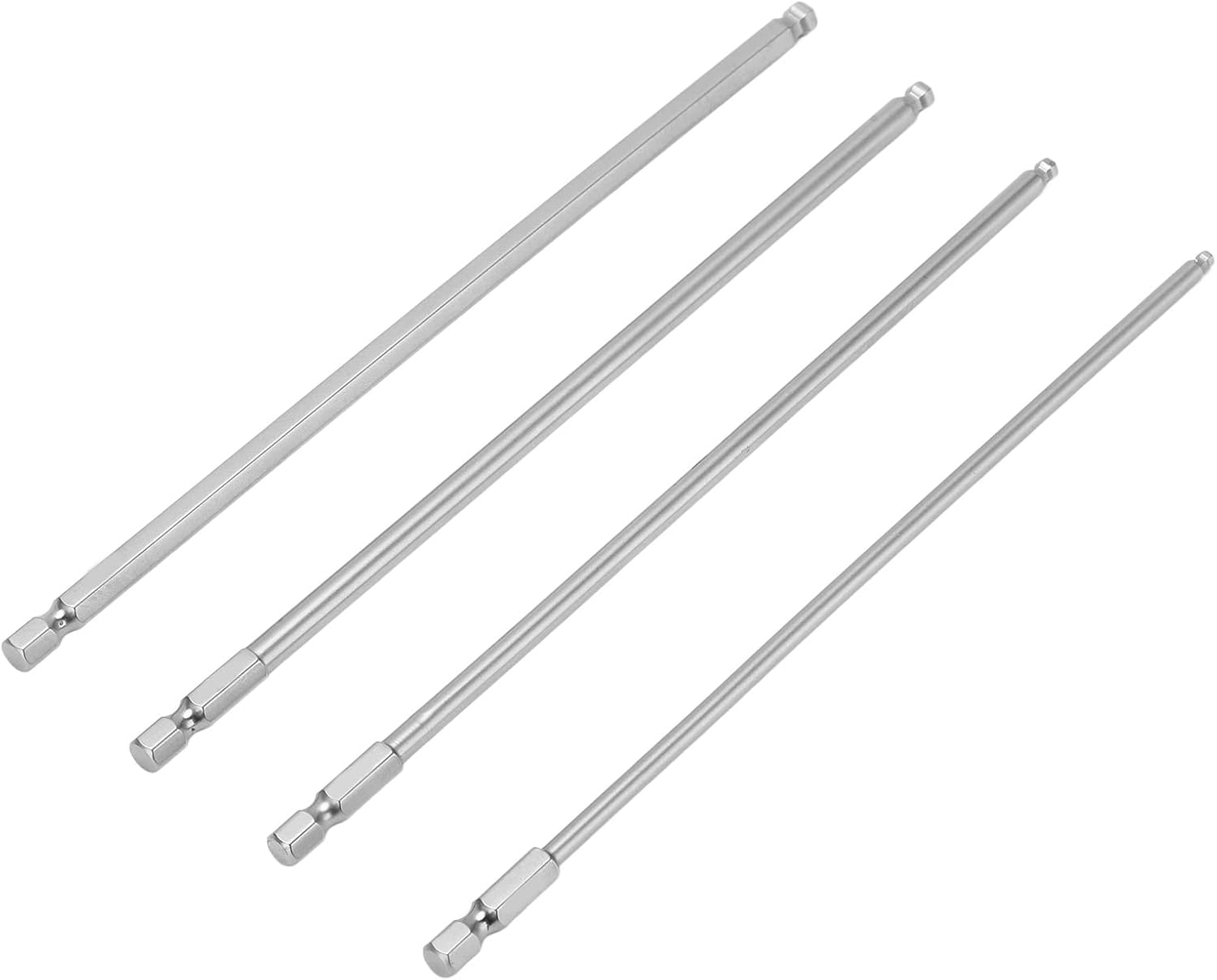 Ball End Hex Screwdriver Bit, 4pcs Hex Screwdriver Bit Set Steel Magnetic Metric Ball Head Hex Bits 1/4 Inch Hex Shank Hex Head Allen Wrench Screwdriver Bit Set(200mm)