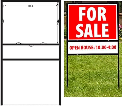 Yard Signs, 5 Pack H-Frame Sign Holders (Slide-in), Angle Iron Frame 42In Tall 18In Wide, Holding Sign Panel 18x24 Inch and Rider 6x24 Inch, Sign Not Included, Ship Same Day (5AngelFrame)