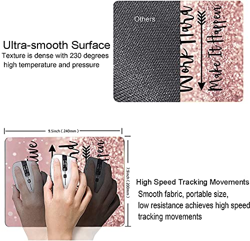 Inspirational Quote Mouse Pad, Stay Positive Work Hard And Make It Happen Motivational Mouse Pad For Women, Square Waterproof Mouse Pad Non-Slip Rubber Base Mousepads For Office Laptop #TOP2
