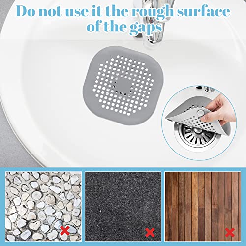 3 Packs Drain Hair Catcher, Square Drain Cover For Shower Durable Silicone Hair Stopper With 4 Suction Cups Easy To Install And Clean Suit For Bathroom Bathtub And Kitchen (Grey White Black) #TOP3