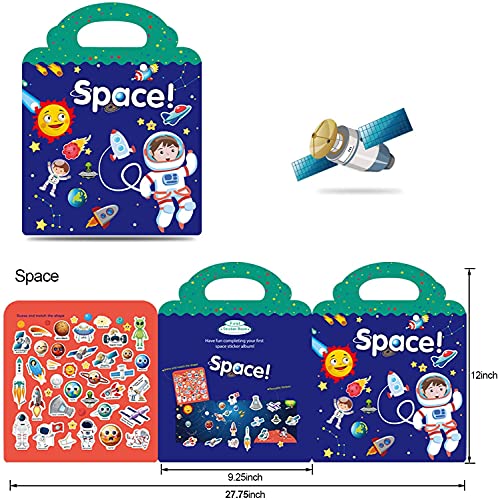Image of Chocozone 32 Reusable Stickers Book Waterproof Stickers Toys for 2 Years Old Boys & Girls Learning Preschool Educational Book for Kids (Space Astronaut)