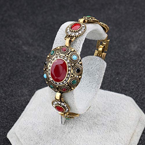 Turkish Jewelry Bangle Multicolored Stone Antiqued Gold Plated Link Bracelet for Lady Women Mom Gift3