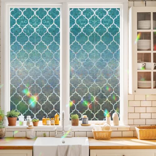 Vinilo decorativo para ventana turquesa 17.7x39.3 pulgadas miniatura 2
