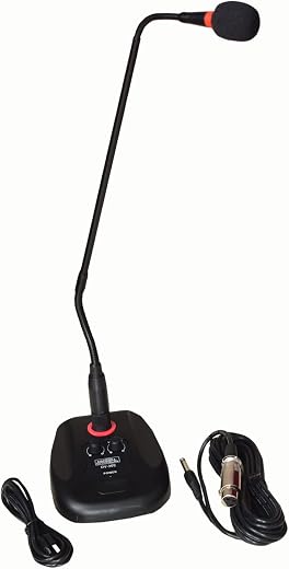 kh Desktop Gooseneck Wired Microphone with Echo Button and Volume Control Button, Condenser Mic with Pop Filter - XLR to ...