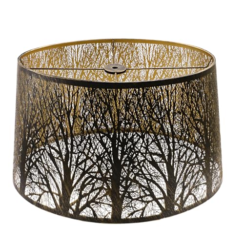 Large Lampshade Oval Etched Forest(14+8.5)×(16+10.5)×9.5"Antique Bronze Gold Lamp Shades Replacement for Floor Lamp, Bedside and Table Lamps
