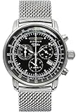  Zeppelin Herren-Uhren Rund Analog Quarz One Size Silber/schwarz Edelstahl 32001781