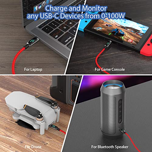Miniatura 5 de SOOPII Cable USB C Carga Rápida Nylon Trenzado, Cable USB Tipo C con pantalla LED para lPhone 15/15 Pro/15 Plus/15 Pro Max,lPad Air, MacBook Pro,Galaxy S23/S22 (2M, Rojo)
