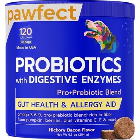 PAWFECTCHEW Vet Approved Probiotics & Digestive Enzymes for Dogs | Gut Health & Digestive Function Support | Pumpkin & Omega | Diarrhea, Seasonal Allergies & Itching | Prebiotic Supplement Chews Cover