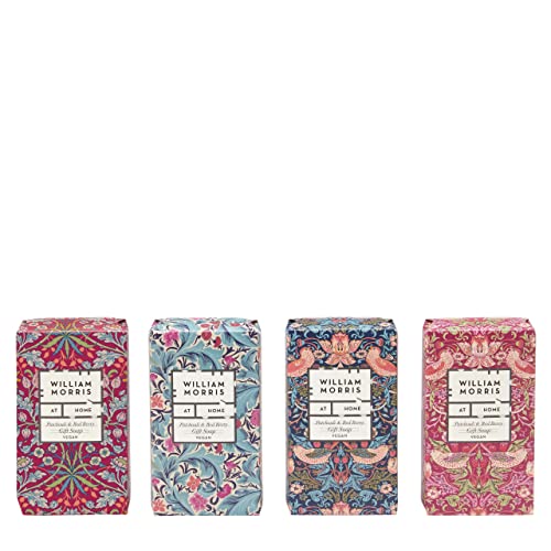 William Morris At Home Soap 4 x 50g, Guest Soaps Fragranced With Patchouli and Red Berry, Giftable Book Box - Image 3