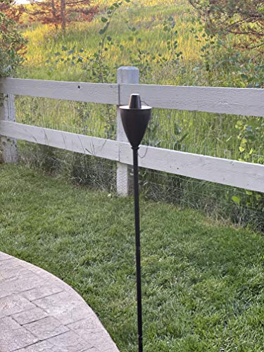 BIRDROCK HOME Outdoor Torches - Durable Construction, Modern Design, Weather Resistant, Citronella Oil Compatible, Ideal for Backyards, Patios, Pathways - Conical Bronze, 4 Pack - Thumbnail 4