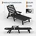 Koioplie Extra Große Sonnenliege für Outdoor, Klappbare Gartenliege aus HDPE, 5-Fach Verstellbar, Liegestuhl mit Rollen, Chaise Lounge für Pool, Terrasse, Strand und Camping, Schwarz