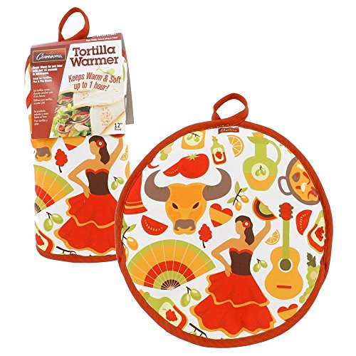 Tortilla Warmer 12” – Insulated, Microwaveable Fabric Pouch by Cameron’s Products – Keeps Tortillas Heated for up to One Hour (Fiesta Design)