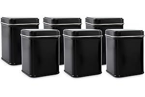 Cornucopia Square Black Metal Tins for Tea, Gift Boxes, and Storage