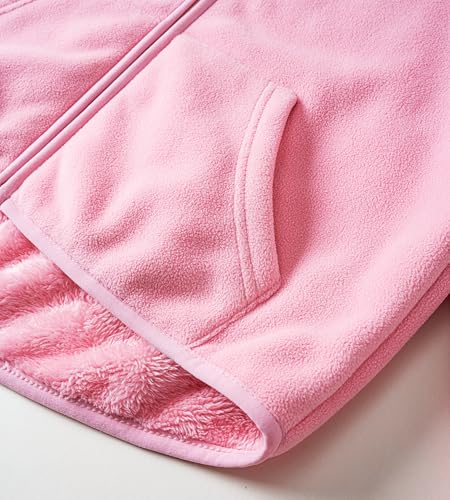 Image of Boys Girls Polar Fleece Jacket with Hood Toddler Coat 2-12 Years | Soft Full Sherpa Fleece Lining, Anti-Pilling, Mid-Weight, Easy Zip-Up, Hooded Design, Hand-Warm Pockets, Elastic Cuffs & Hem
