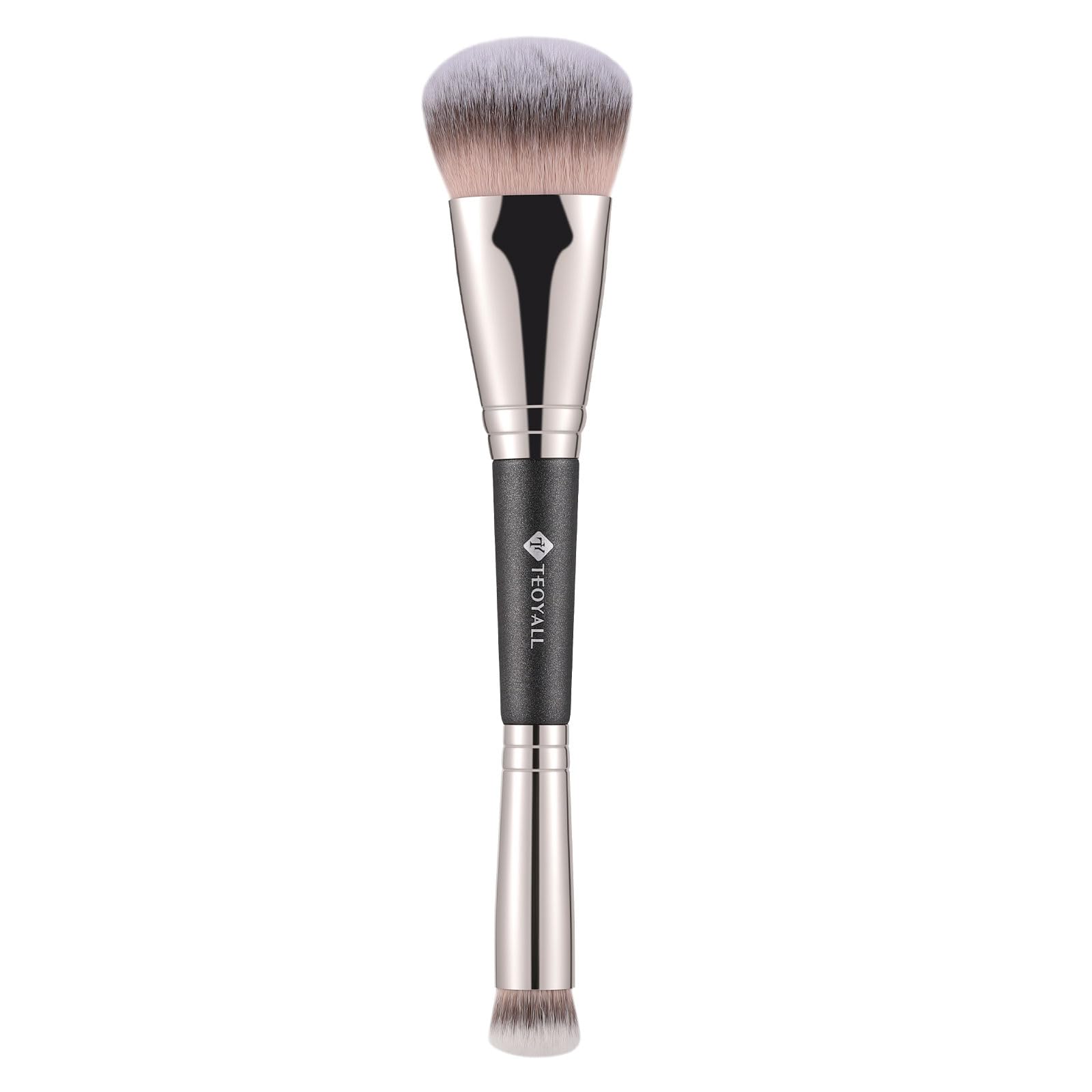 TEOYALL Dual-Ended Contour Concealer Brush, Sculpting Defining and Angled Under Eye Synthetic Bristles for Liquid Cream Powder