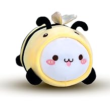 AIXINI 5 in 1 Plush Pillow Toys Set - Pink Salamander, Keji Pig, Bee, Strawberry, Panda, Cute Stuffed Animals Pillows for Kids, Soft Cartoon Bedroom Decor Gifts bee, Medium Size