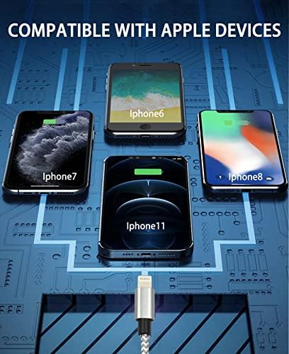 IDiSON 5Pack(3ft 3ft 6ft 6ft 10ft) iPhone Lightning Cable Apple MFi Certified Braided Nylon Fast Charger Cable Compatible iPhone Max XS XR 8 Plus 7 Plus 6s 5s 5c Air iPad Mini iPod (Gray White)