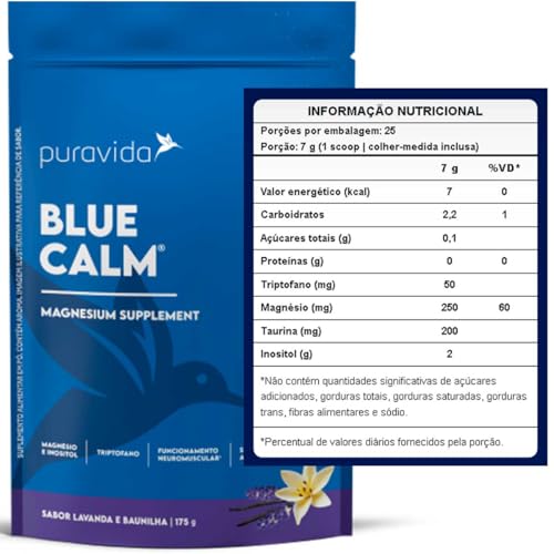 BLUE CALM 2.0 175G LAVANDA E BAUNILHA | MAGNÉSIO + INOSITOL + TRIPTOFANO + TAURINA + SPIRULINA AZUL
