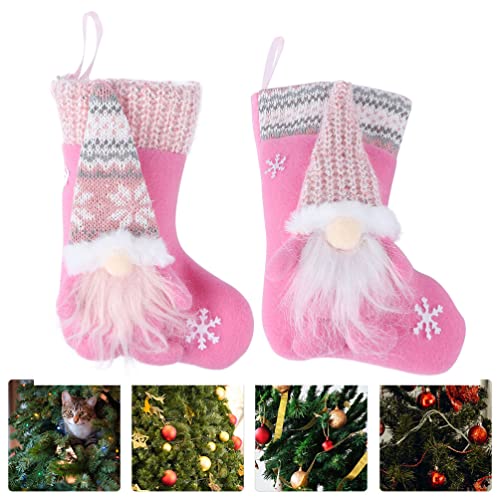 Amosfun Meia de gnomo de Natal rosa, 2 peças meias de gnomo sueco de Papai Noel escandinavo tomte pa