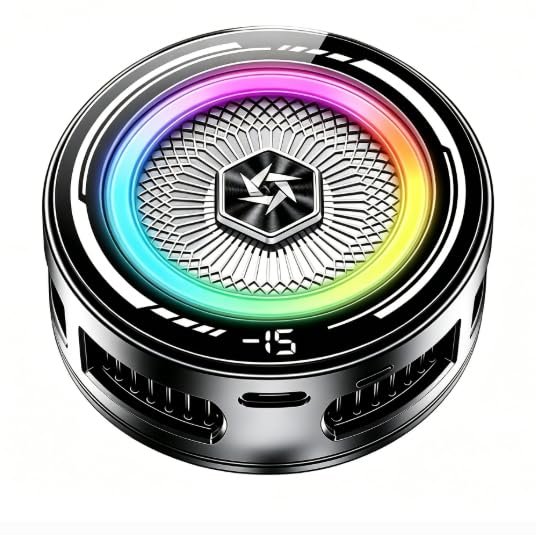 Image of Phone Cooler with AI Cooling Mode, RGB Lighting, Real-Time Temperature and Power Display, Strong Magnet and Clip Mount, Ultra-Quiet Fan (SL91)