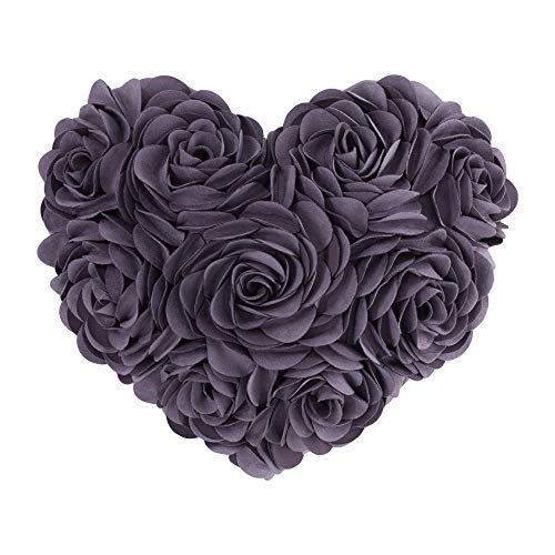 JWH Valentine's Day Throw Pillow Covers Decorative Flower Accent Pillow Cases Heart Shaped Cushion for Couch Living Room Bed Chairr 14 x 16 Inches Lavender Purple