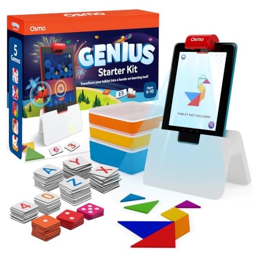 Osmo - Genius Starter Kit for Fire Tablet-5 Educational Learning Games-Ages 6-10-Spelling, Math & Creativity-STEM Toy Gifts-Boy & Girl-Ages 6 7 8 9 10(Osmo Fire Tablet Base Included-Amazon Exclusive)