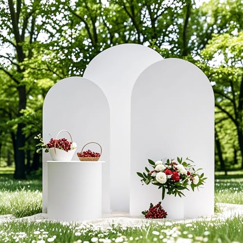 SINSSOWL 6 6.6 7.2 FT Arch Backdrop Cover Set of 3, White, Wedding Decor,