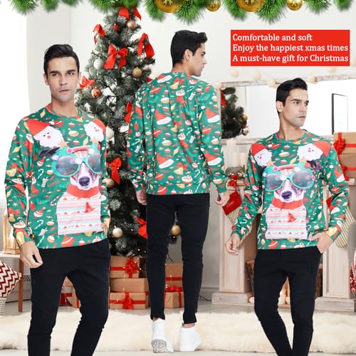 uideazone Dog in Christmas Glasses All-Over Sweatshirt - Image 3