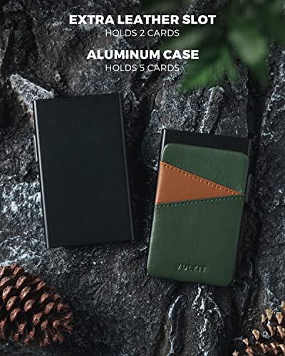 VULKIT Metal Pop up Wallet for Men Women Slim Credit Card Holder with Extra Leather Slots RFID Blocking Minimalist Wallets(Green)3