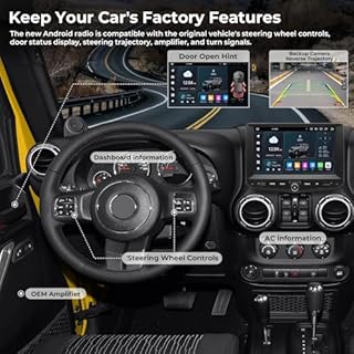 SWTNVIN 9" Car Radio Stereo for Jeep Wrangler JK 2011 2012 2013 2014 2015 2016 2017, Android 14 GPS 1280x720P IPS QLED Screen,CarPlay & Android Auto,4G LTE/5G WiFi, DTS, Octa-Core 4+64GB