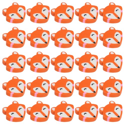 SEWACC 50個 キツネ 消しゴム、 繊細 ポータブル ミニ かわいい 動物 鉛筆 消しゴム、 オレンジ 文房具 アクセサリー 学生向け