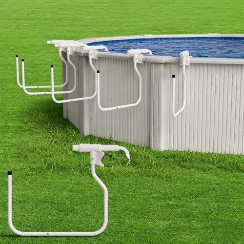 5 Packs Solar Cover Holder for Above Ground Pool(Top Rail 1.57-5.5 in) Adjustable Pool Solar Cover Hooks Fit Steel Wall and Frame Above Ground Pools Pool Cover Holder for Storage No Drilling