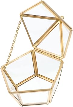 SHERCHPRY Golden Glass Jewelry Box for Organizing Jewelry and Travel Use