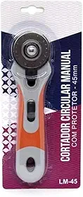 Cortador Circular 45mm LM-45 com Protetor de Segurança | Cortador Rotativo Manual para Tecido, Patchwork, Quilting e Artesanato | Lâmina de Precisão 45mm para EVA, Papel, Feltro e Couro Fino