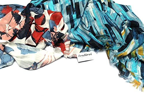 Image of Women's Trendy floral Printed Rayon Stoles Multicolour (Pack of 2)