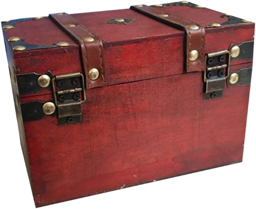 Retro Antiquetreasure Chest with Lock Vintage Wooden Storage Box Antique(18 x 11 x 10cm)
