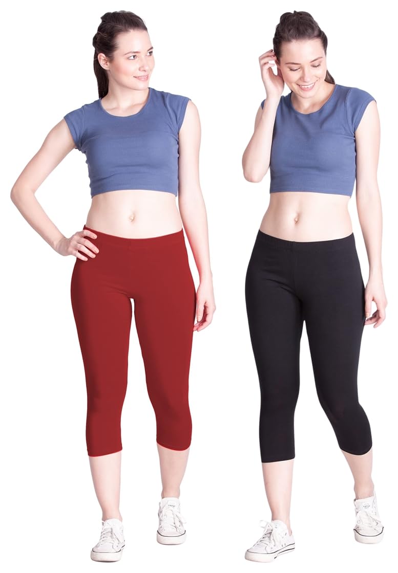 Women Solid Premium Cotton Capri Women Solid Premium Cotton Capri-image-12