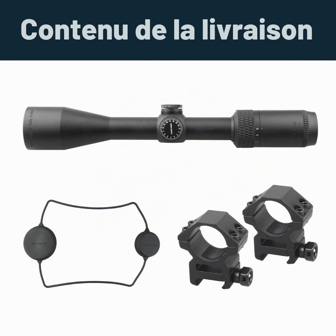 Vector Optics SCOM-27 Matiz 3-9x40 Duplex SFP Lunette de visée pour le sport, l'airsoft et la chasse, fusil à air comprimé, visière cible, lunette de visée de fusil, Rifle Scope, nombreux accessoires